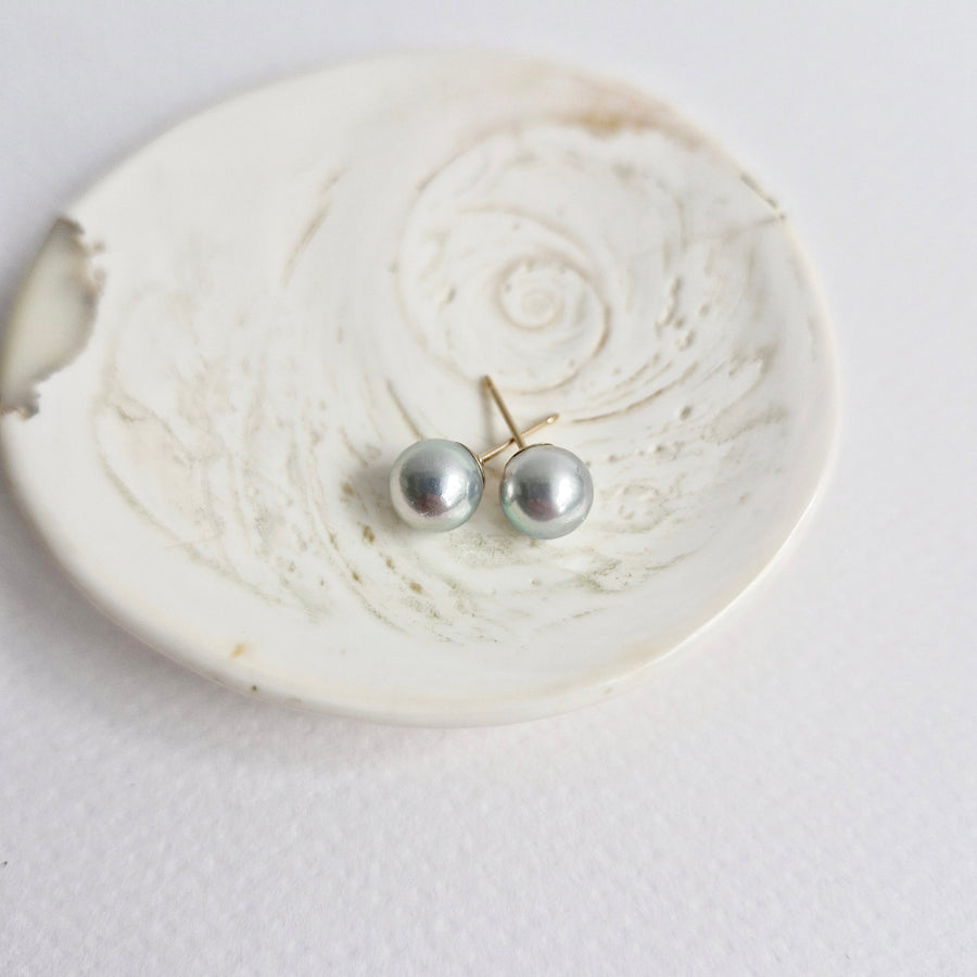 Akoya Pearl Earstuds #15 (Silver Grey/Blue Overtone) / 14k Gold-filled