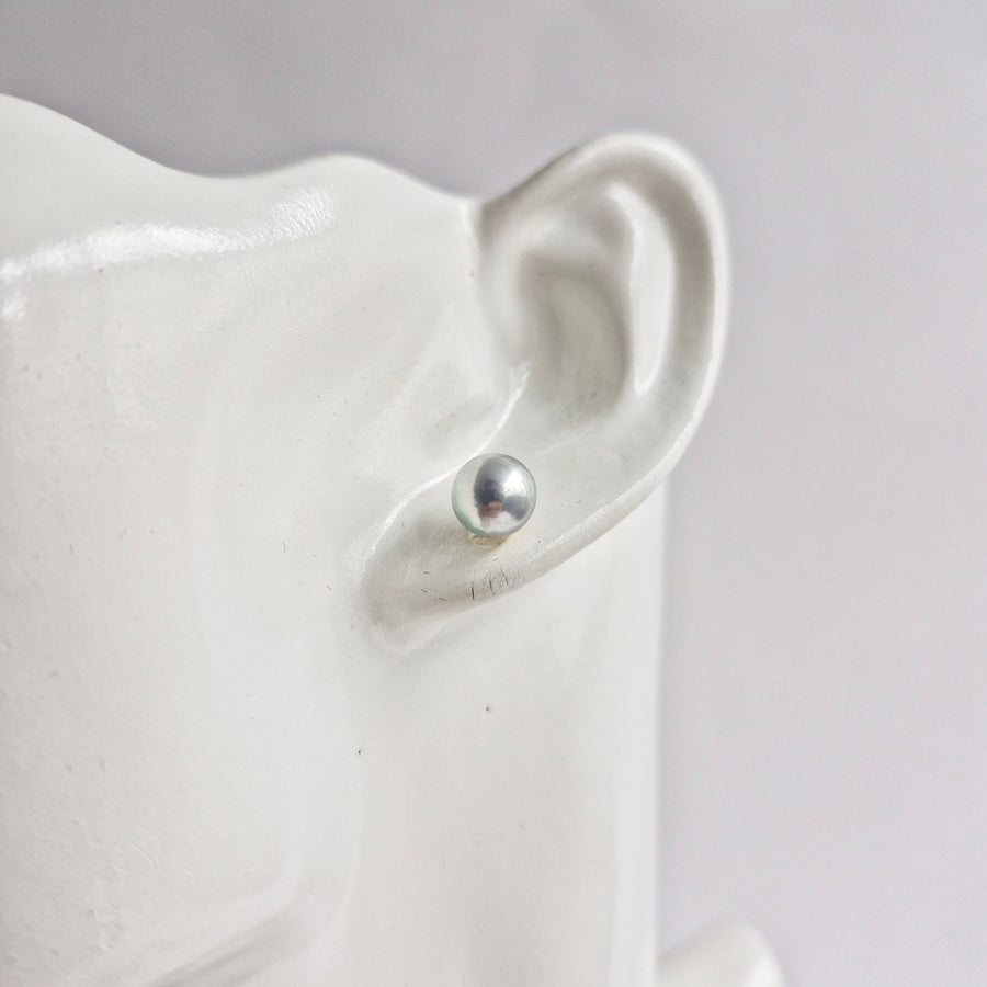 Akoya Pearl Earstuds #15 (Silver Grey/Blue Overtone) / 14k Gold-filled