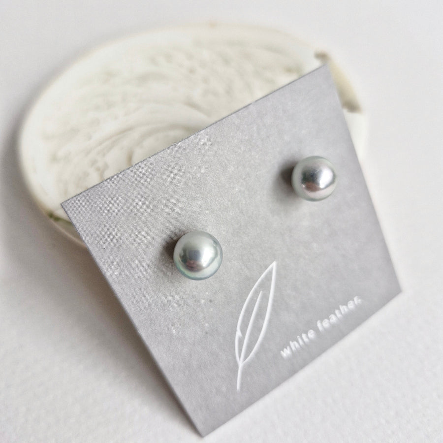 Akoya Pearl Earstuds #15 (Silver Grey/Blue Overtone) / 14k Gold-filled