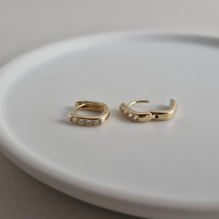 MIO Demi-fine Cubic Zirconia Pavé Square Hoop Earrings