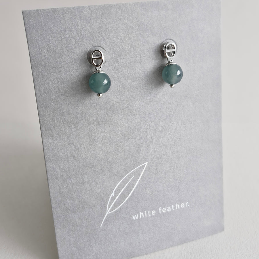 Blue Jade with Oval Link Design Post Earrings