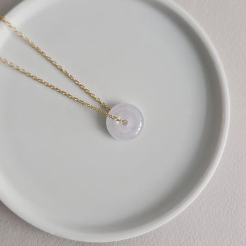 Myanmar Icy Lavender Jade Donut Necklace