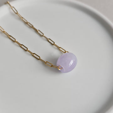Myanmar Lavender Jade Barrel Necklace