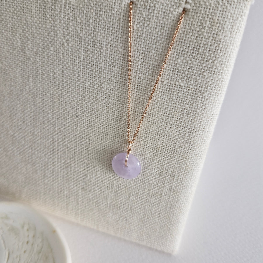 Edith Necklace / 13mm x 4mm Lavender Jade Donut