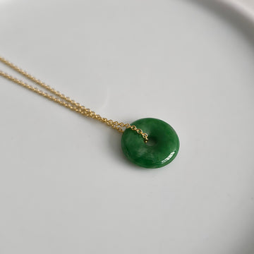 Myanmar Green Jade Donut Necklace