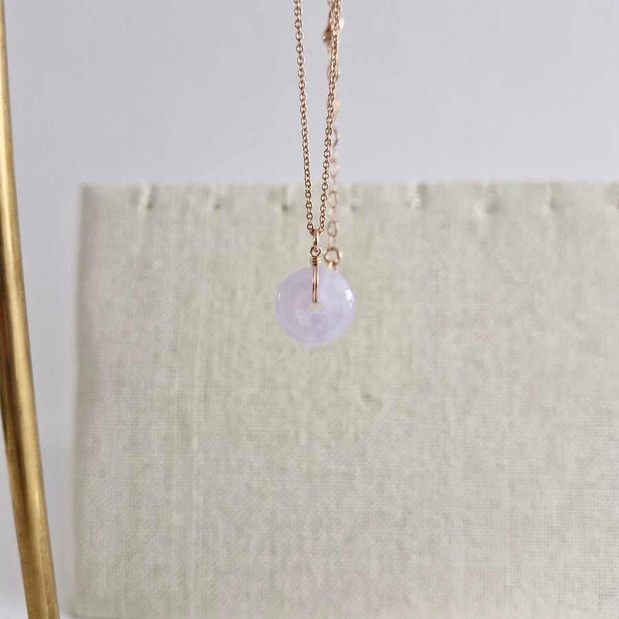 Edith Necklace / 13mm x 4mm Lavender Jade Donut