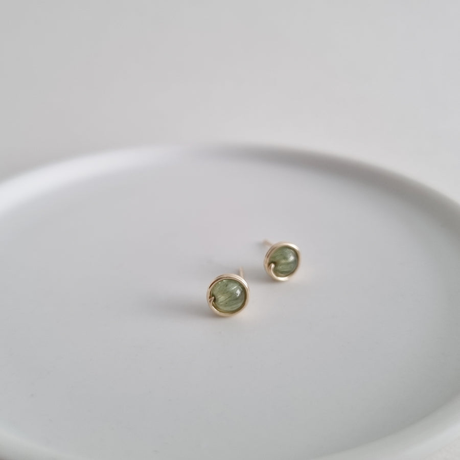Green Apatite Earstuds / 14k Gold-filled