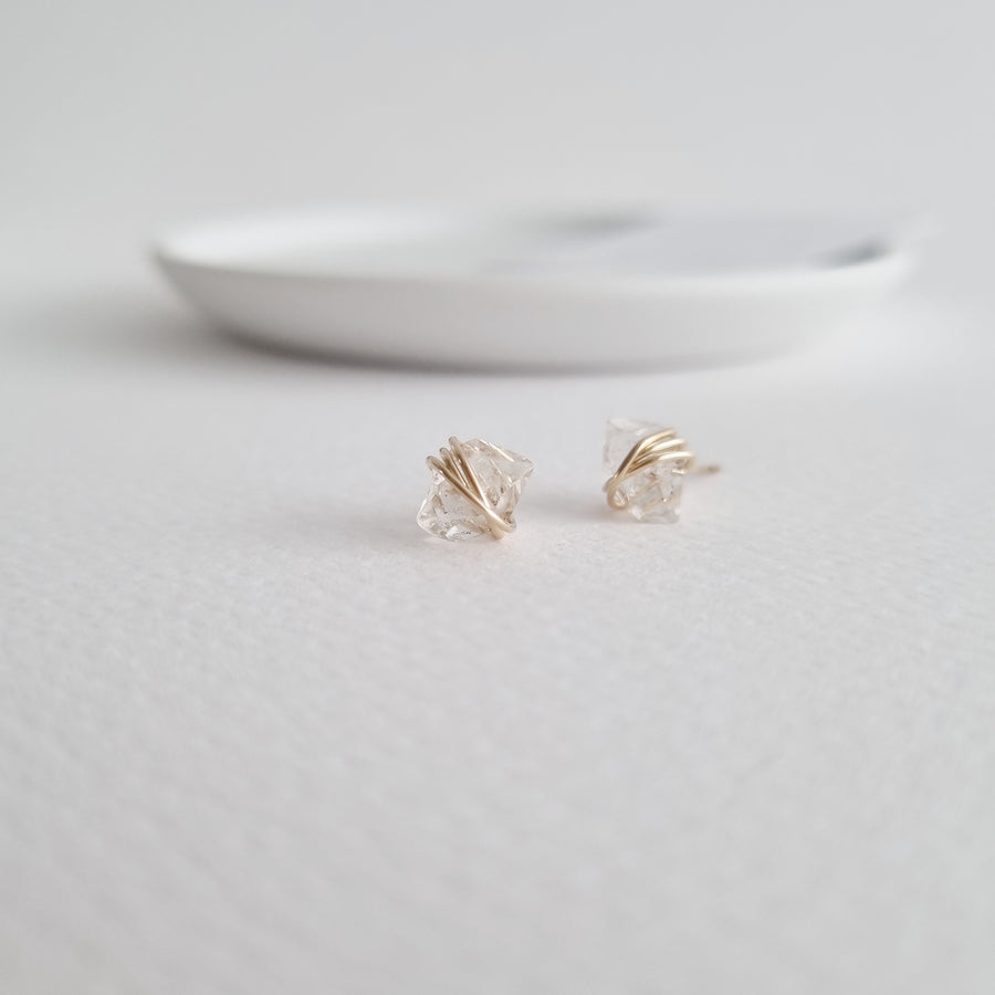 Herkimer Diamond Earstuds / 14k Gold-filled